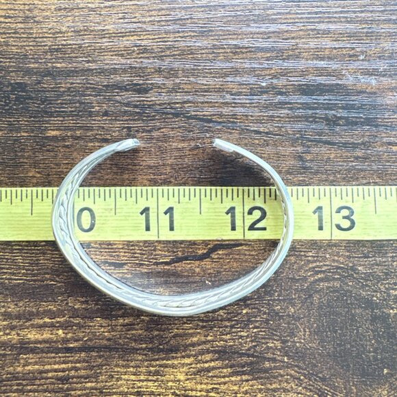 VTG Solid Sterling Silver 925 Twist Design Open Cuff Bracelet Size 7.5" Fit - Picture 11 of 11